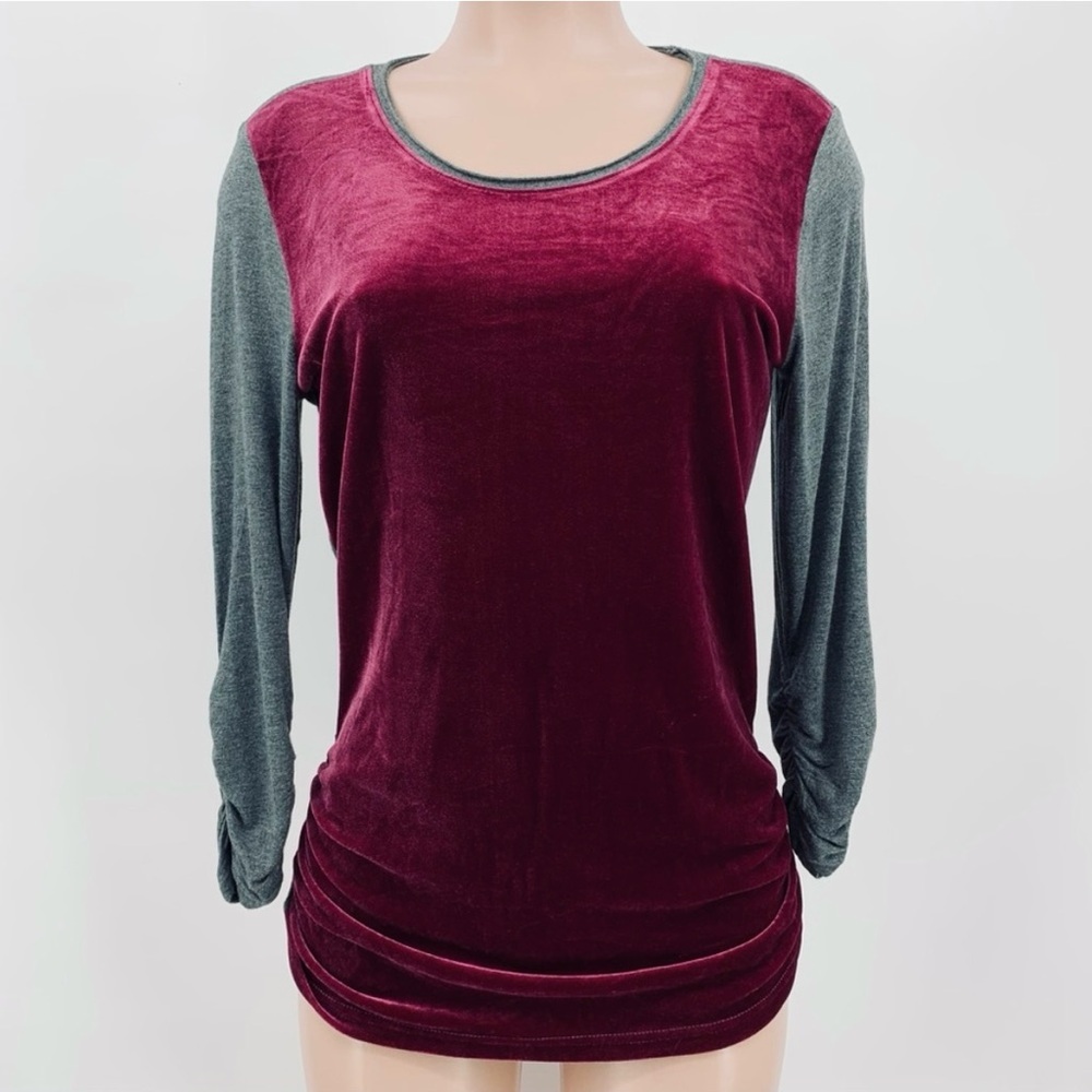Sundance Dulcet Velvet Front Ruched Long Sleeve Tee Size XS